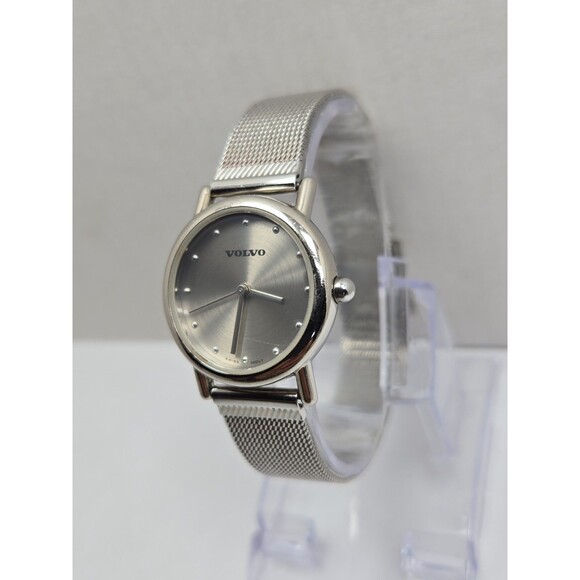 Womens Volvo Swiss 27mm Silver Tone Mesh Bracelet Quartz Watch 3ATM New Battery main image 9